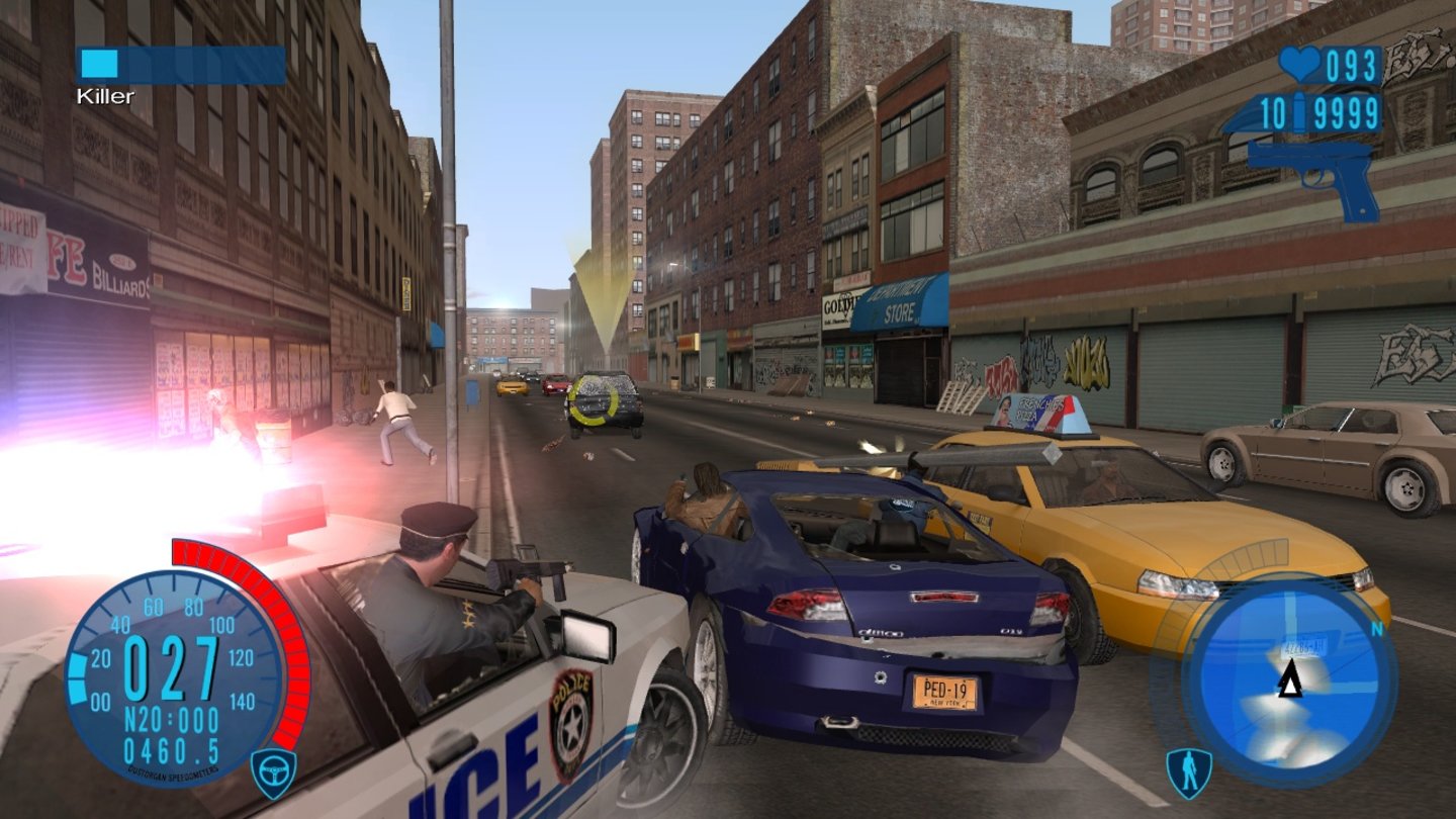 Driver: Parallel Lines (2007)Das erste von Ubisoft verlegte Driver führt uns in ein frei befahrbares New York, in dem wir auch zu Fuß herumlaufen können – und zwar in zwei Epochen, 1978 und 2006. Technisch und spielerisch ist Parallel Lines aber unausgereift.