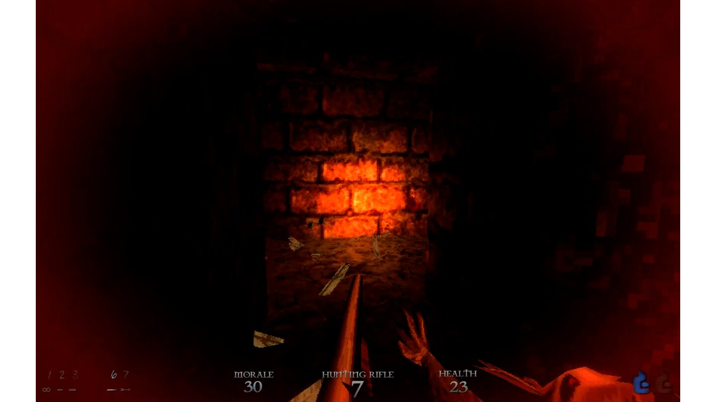Die Level-Übersichtskarte ist ganz eindeutig von Doom inspiriert. Generell haben auch Bilder in Menüs eine absichtlich niedrige Auflösung.