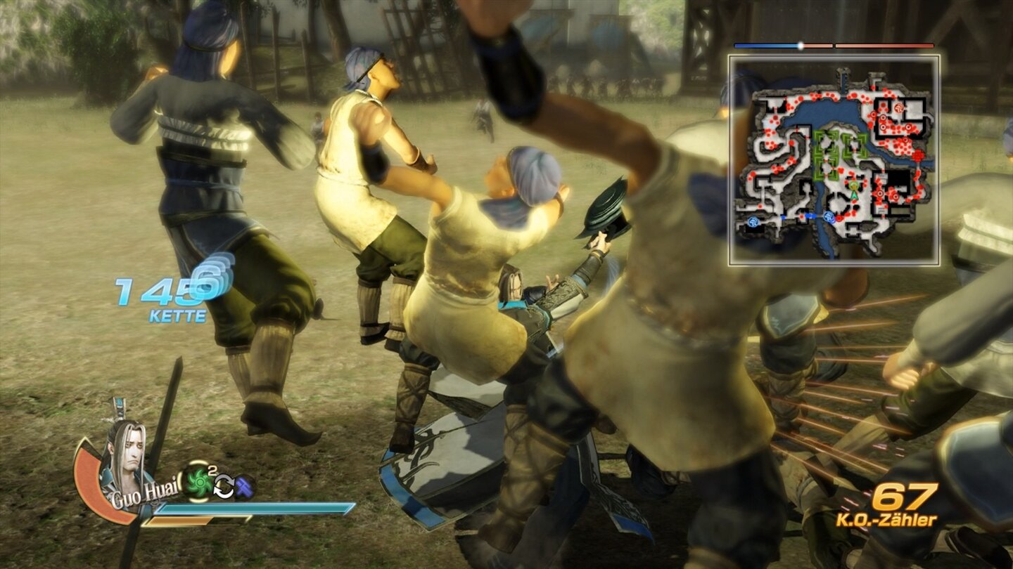Dynasty Warriors 8: Xtreme Legends – Complete EditionIm Chaos der Schlacht kann es manchmal schwer werden, die eigene Spielfigur zu erkennen. Ständig purzeln getroffene Gegner umher.