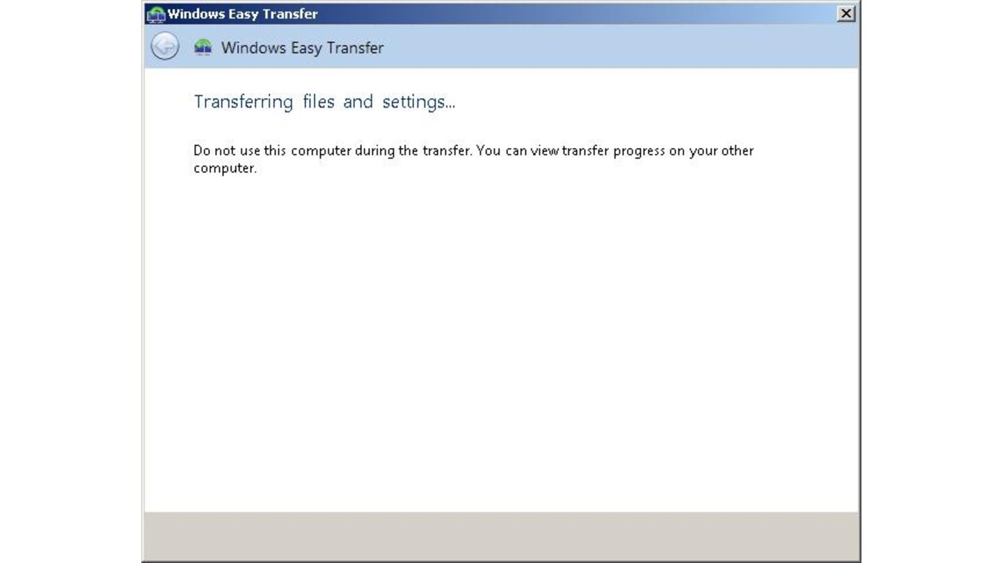 Easy Transfer unter Windows XP - Start der Übertragung