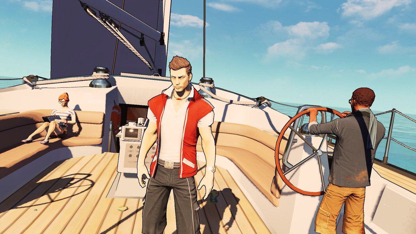Escape Dead IslandIm laufenden Spiel sind wir über Headset mit unserer Crew auf dem Schiff verbunden.