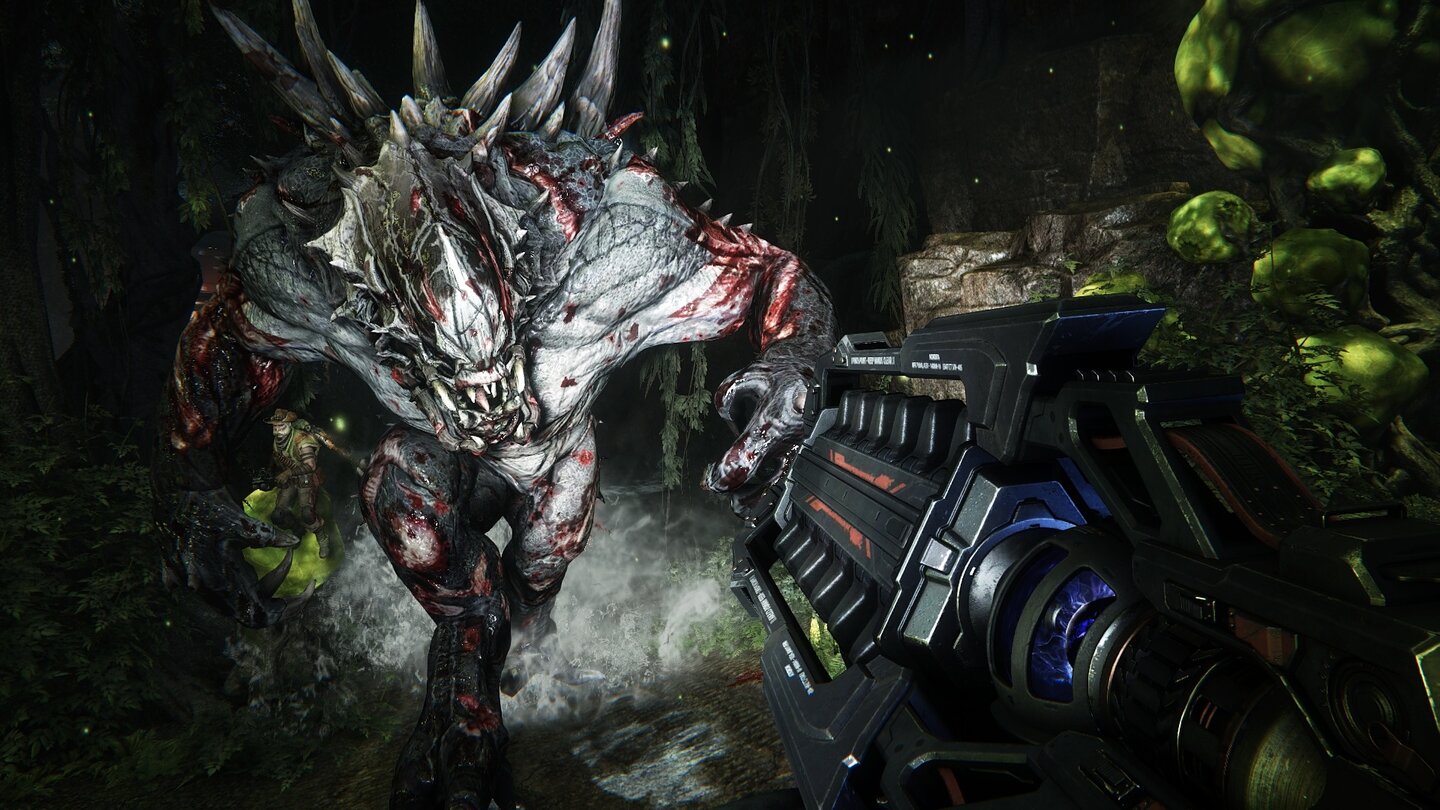 Evolve
Je mehr die Jäger das Monster verwunden, desto mehr Fleischwunden klaffen am Körper der Bestie.