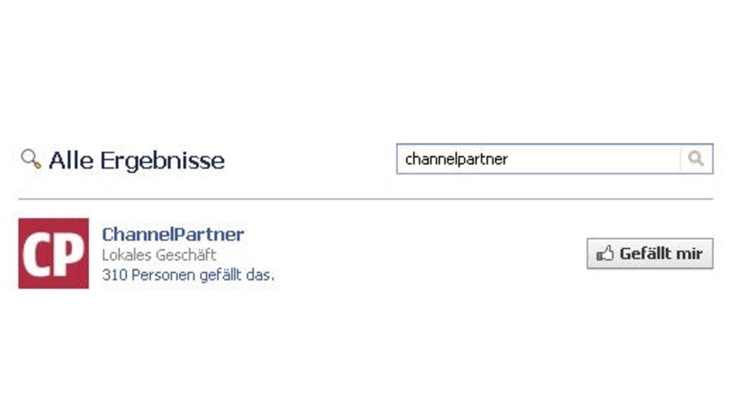 Um Fan eines anderen Profils zu werden, müssen Sie dieses zunächst suchen. ChannelPartner ist auf Facebook beispielsweise auch mit einem eigenen Profil vertreten.