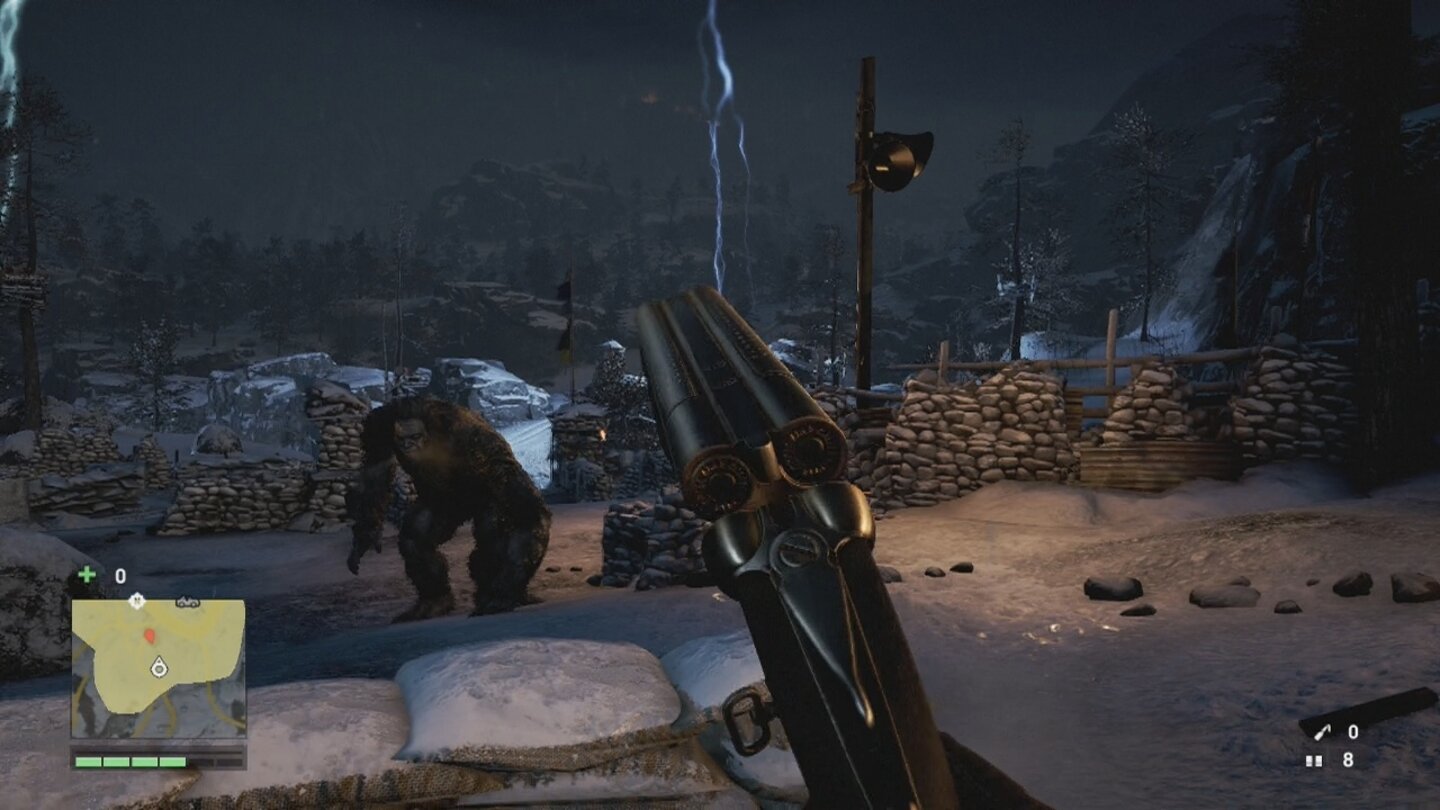 Far Cry 4 Das Tal der YetisDie Blitze zucken, der Yeti brüllt. Da kommt Stimmung auf.
