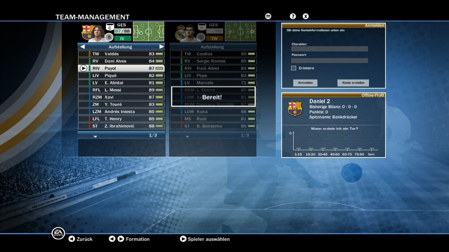 FIFA 10Im Vorgänger war es nach dem Spielanpfiff dahingegen nicht möglich die Mannschaftsaufstellung an die Spielweise des Gegners anzupassen.
