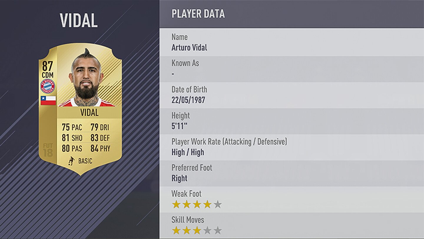 FIFA 18Platz 11: Arturo Vidal vom FC Bayern München
