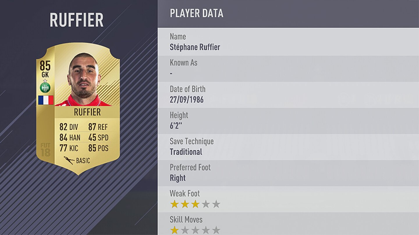 FIFA 18Platz 90: Stephane Ruffier von AS Saint-Étienne