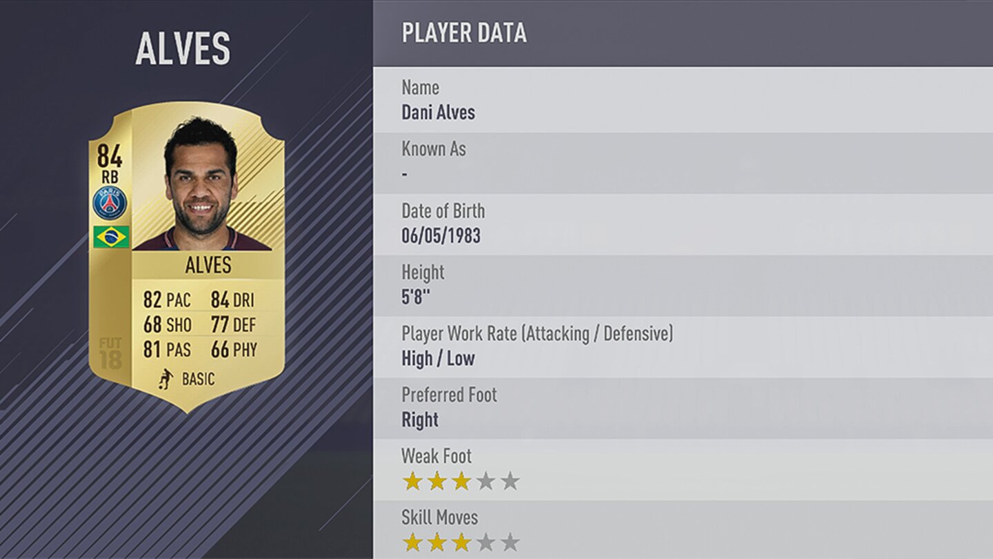 FIFA 18Platz 97: Dani Alves von Paris Saint-Germain