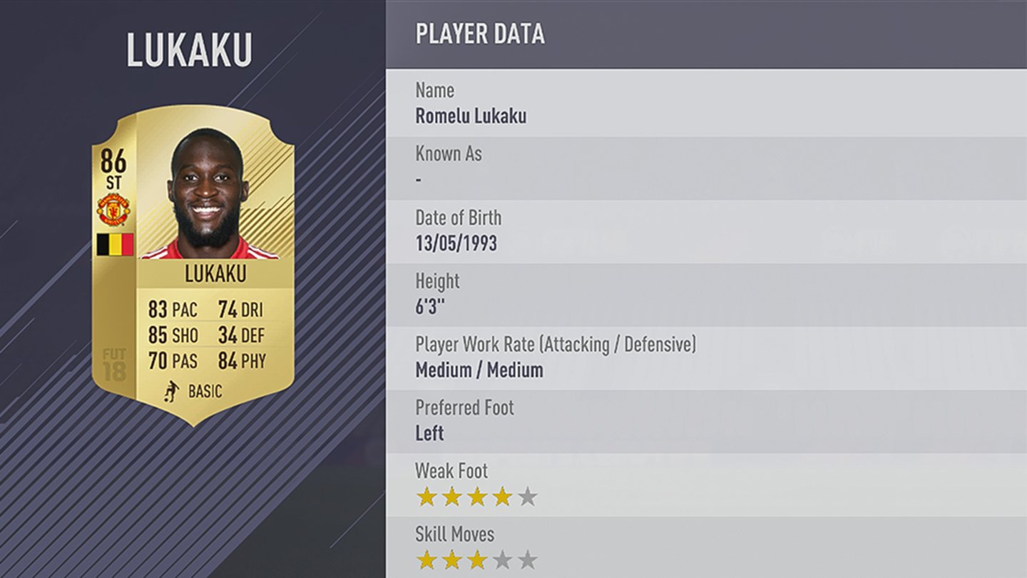 FIFA 18Platz 48: Romelu Lukaku von Manchester United