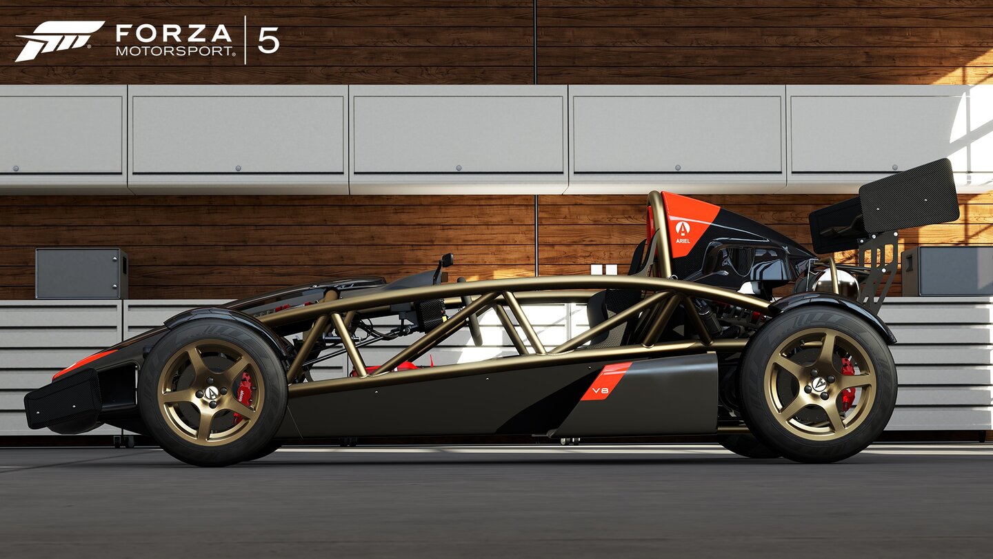 Forza Motorsport - SerienhistorieForza Motorsport 5 erschien 2013 als Launch-Titel der Xbox One und beinhaltete 200 Fahrzeuge – wie den Ariel Atom.