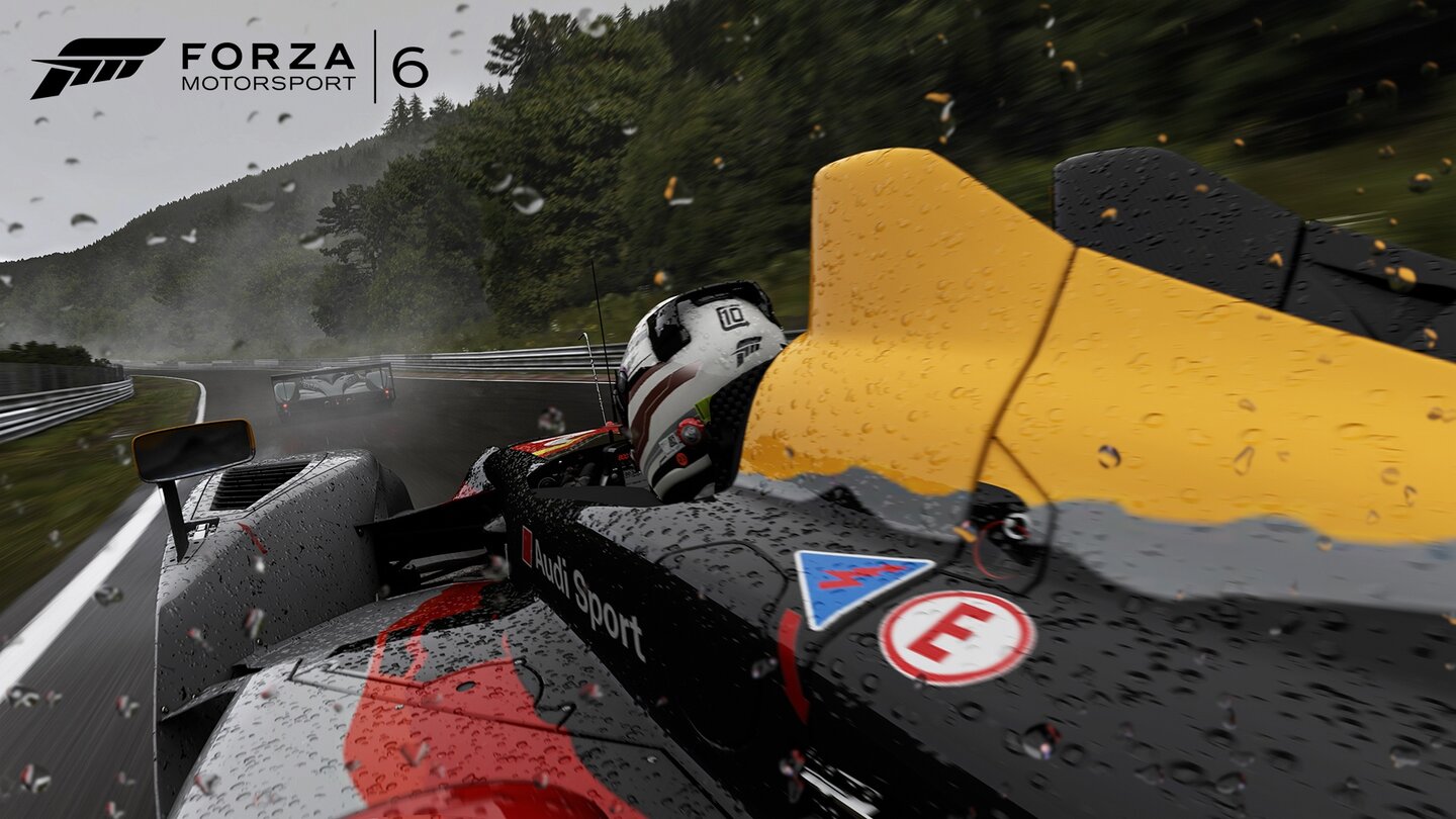 Forza Motorsport - SerienhistorieDas neue Forza Motorsport 6 führt Regen- und Nachtrennen ein. Die Nässe wirkt sich spürbar auf die Oberflächenbeschaffenheit aus: Curbs werden rutschig, und auch der Asphalt ist glatter.