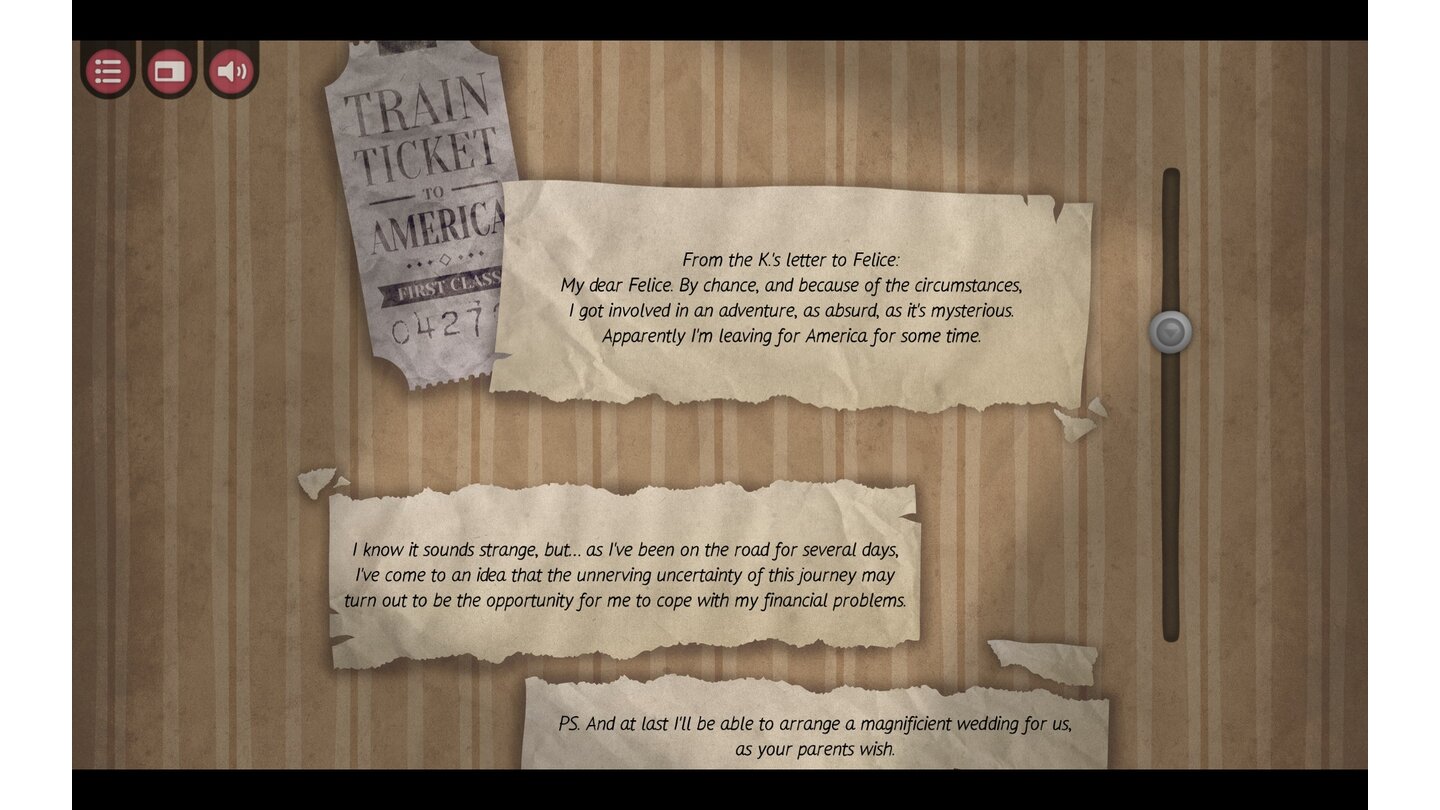 The Franz Kafka VideogameDie Geschichte wird teilweise auch über Briefe erzählt.