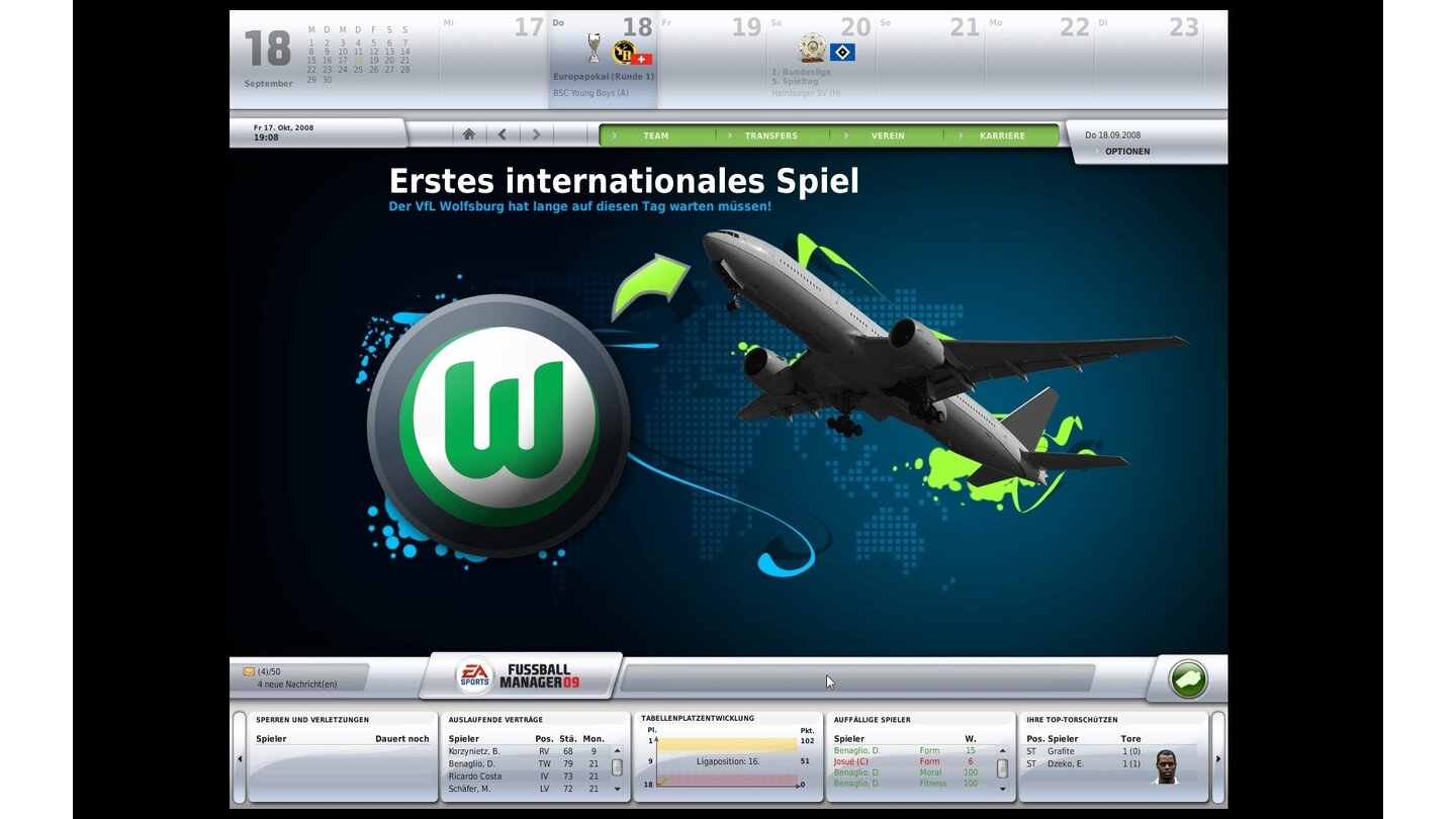 Fussball Manager 09 - Bilder aus der Testversion
