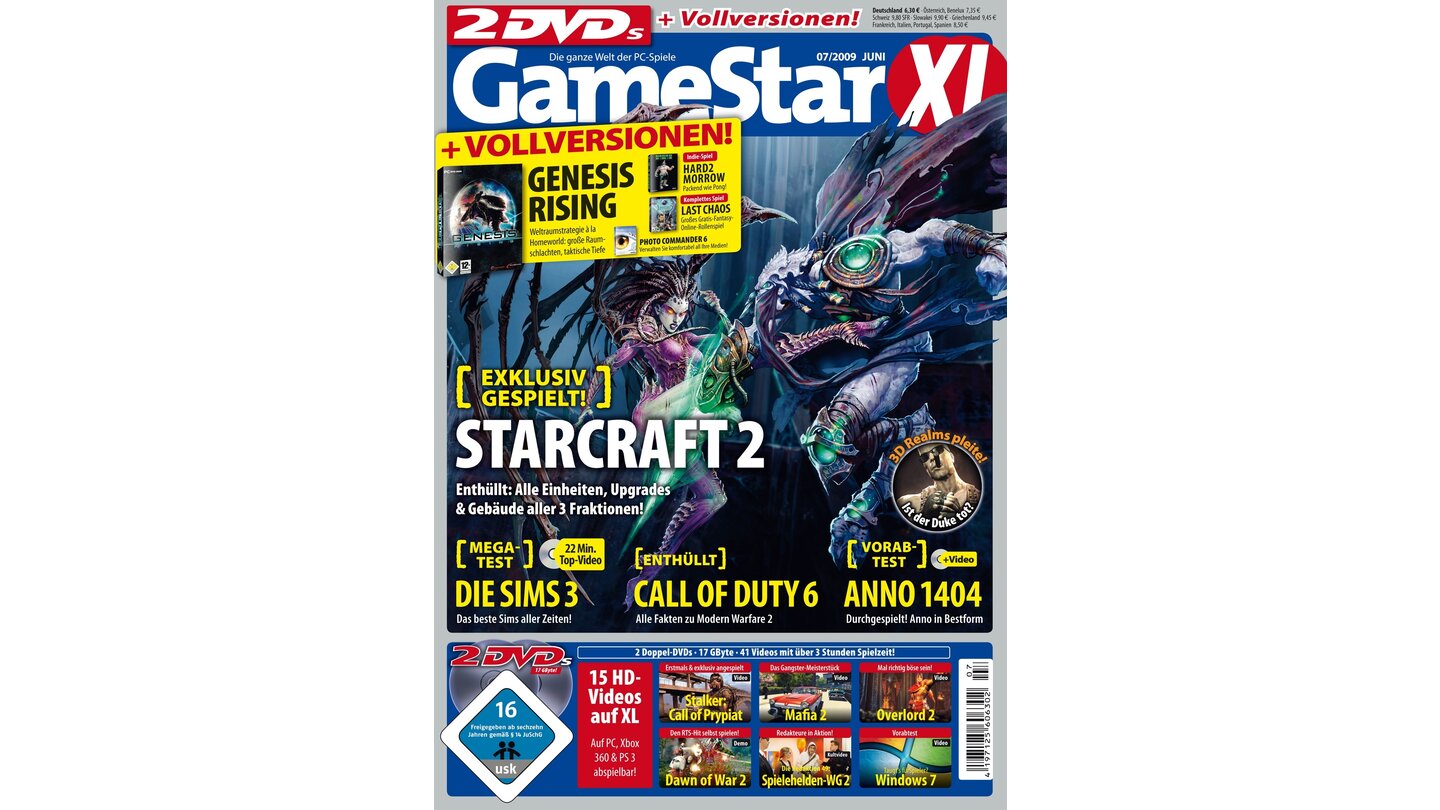 GameStar 7/2009Starcraft 2-Titelstory über die Starcraft-Völker. Außerdem: Previews zu Bioshock 2, Mafia 2, Alien vs. Predator 3 und Modern Warfare 2. Tests zu Die Sims 3, Anno 1404 und Age of Pirates 2.