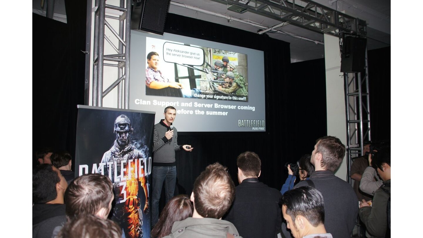 GDC 2011 DesignerBen Cousins ist unter anderem für Battlefield Bad Company 2 oder Battlefield 1943 verantwortlich, aktuell arbeitet er an Battlefield Play4Free, das er auf einem EA-Event vorstellte.