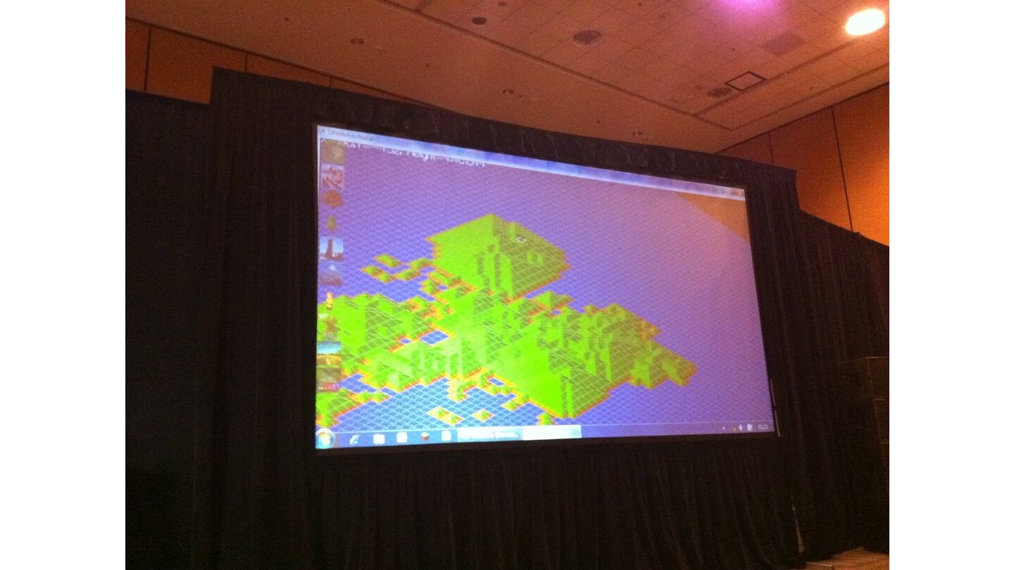 GDC 2011 VorträgeSchmankerl zum Schluss: Peter Molyneux zeigte den Prototypen eines 256-Spieler-Multiplayer-Populous, an dem er in seiner Freizeit bastelt.