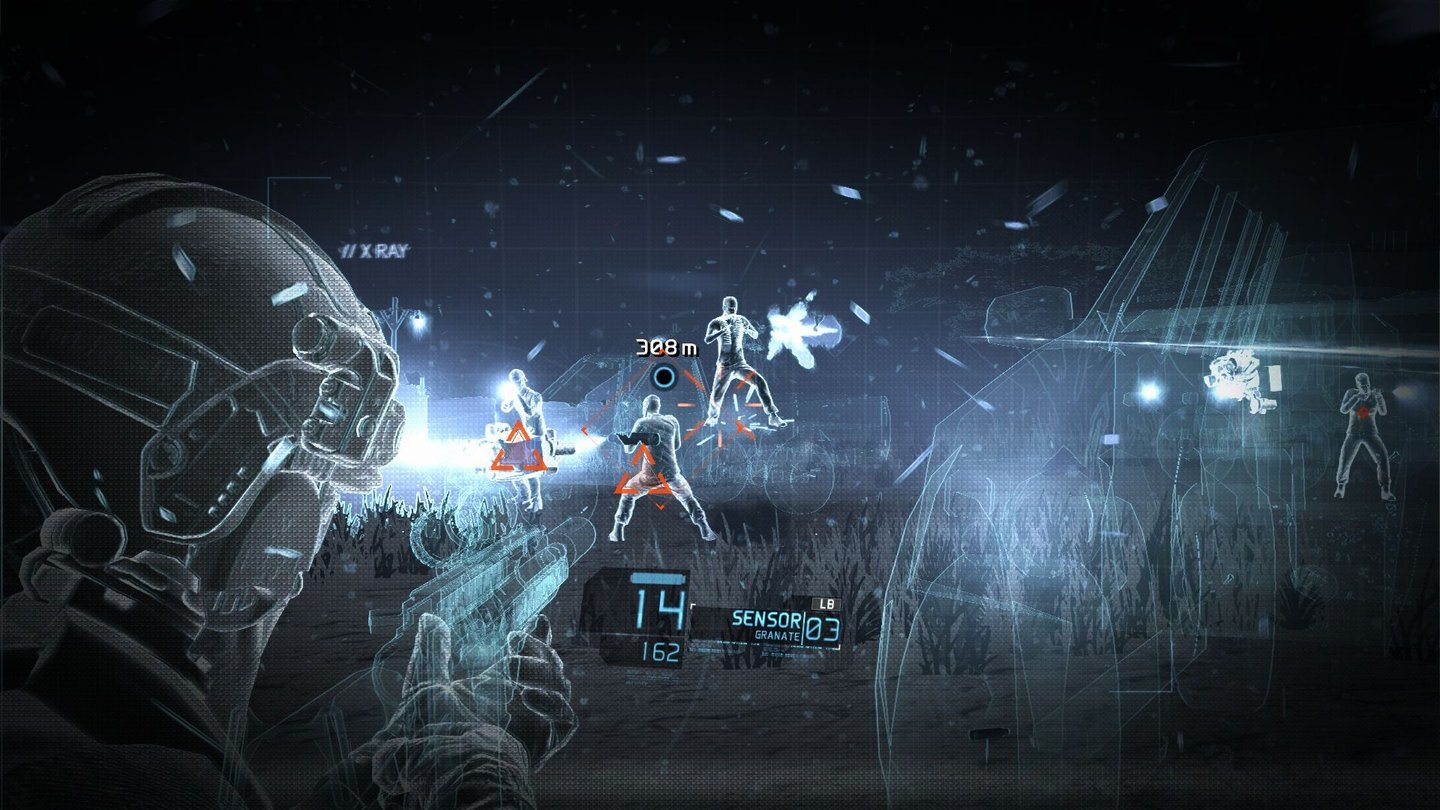 Ghost Recon: Future SoldierDer Röntgenblick hilft vor allem bei schlechten Sichtverhältnissen. Hier tobt gerade ein Sandsturm.