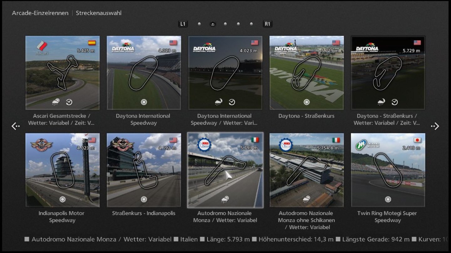 Gran Turismo 6Die Streckenauswahl fällt mit 37 Strecken und 100 Layouts ziemlich üppig aus.