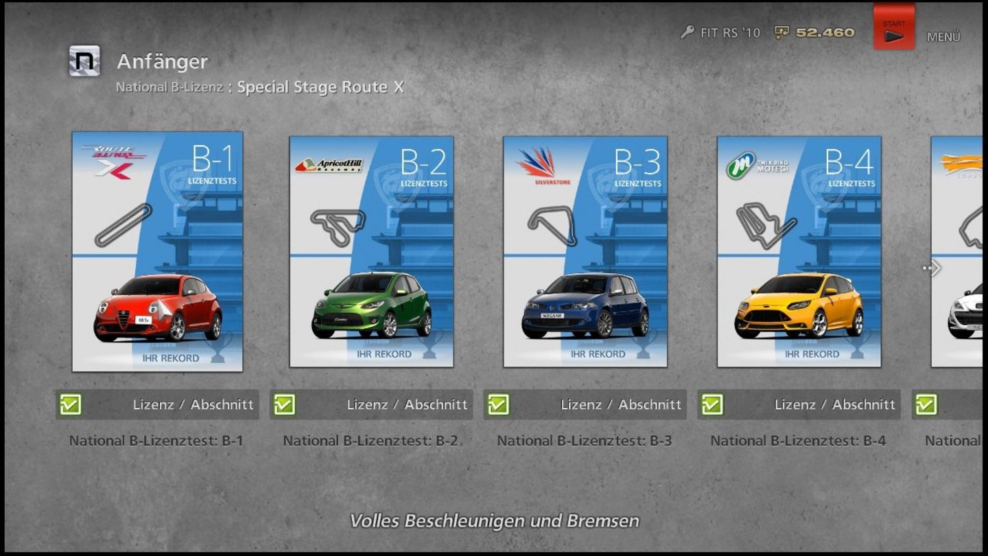 Gran Turismo 6Am Ende jeder Rennserie warten ein paar Lizenzprüfungen. Schaffen wir alle, dürfen wir in der nächsten Kategorie antreten.