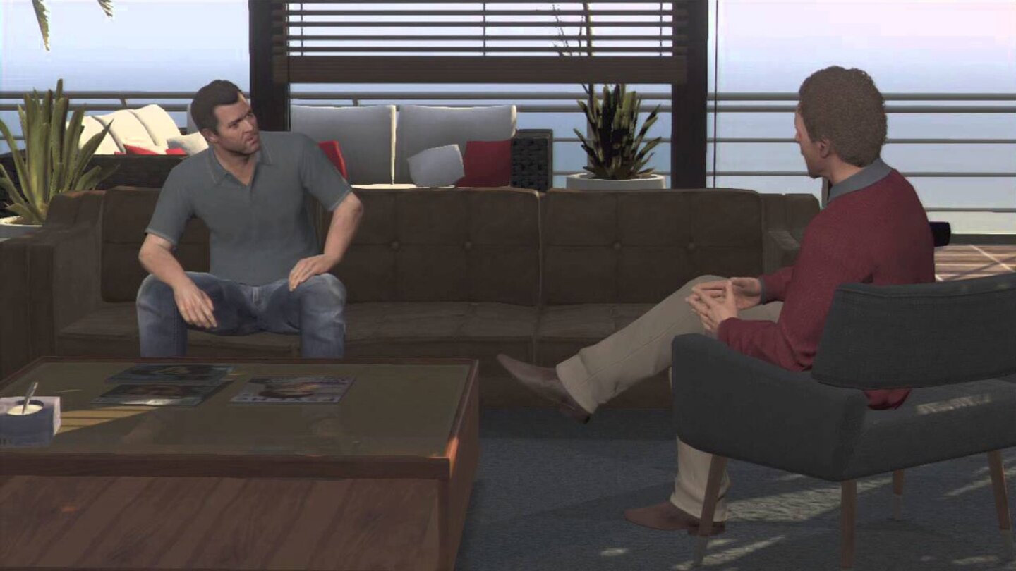 GTA 5 – Dr. Isiah Friedlander
Es lohnt sich, Michaels Psychiater immer wieder mal einen Besuch abzustatten. Michael wird die letzten Schandtaten, wie das Überfahren von Passanten oder das Aufsuchen von Prostituieren beichten.