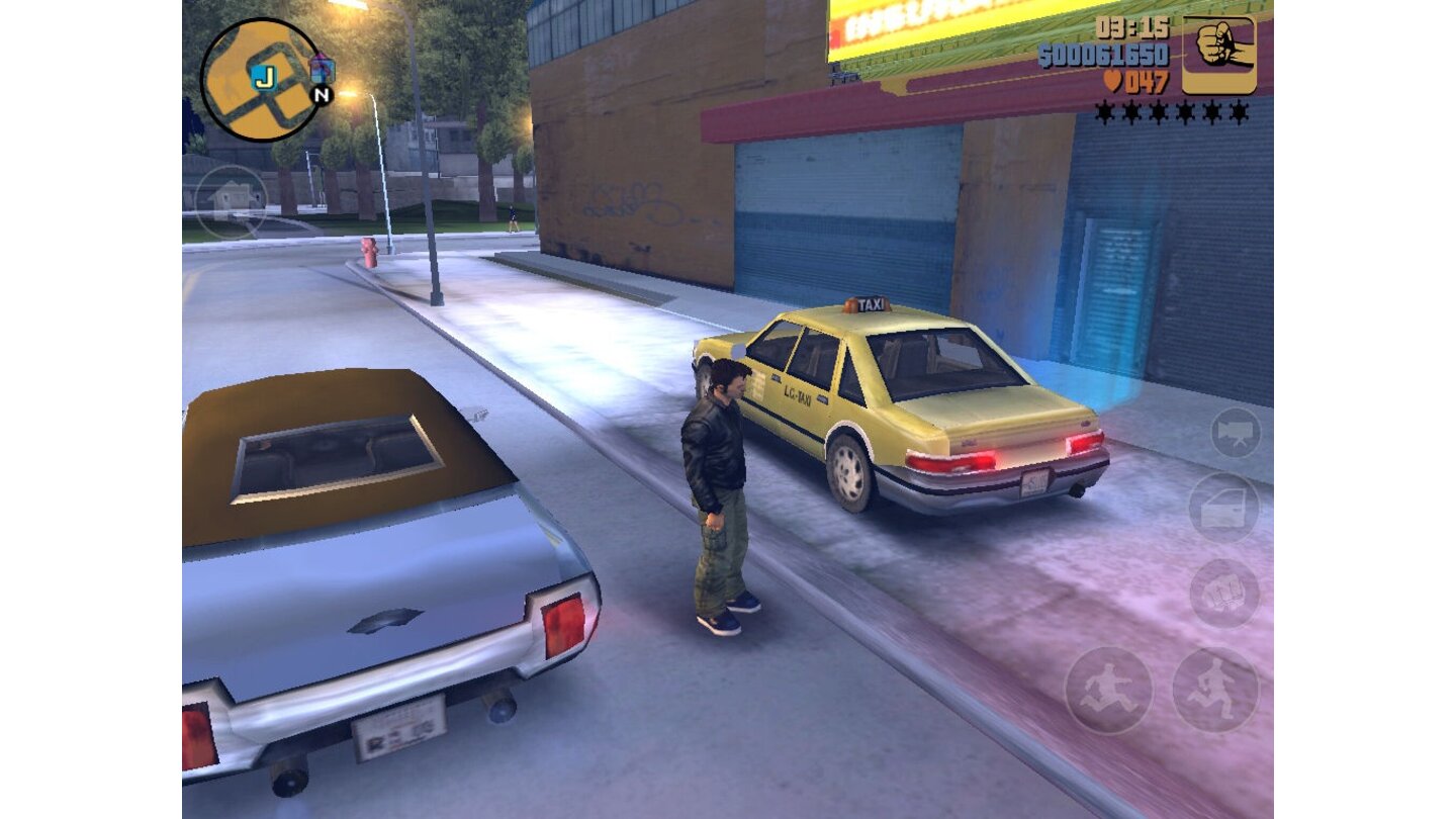 GTA 3 - iOS-VersionWer ein Taxi klaut, darf mit Taxifahrer-Missionen dazu verdienen.