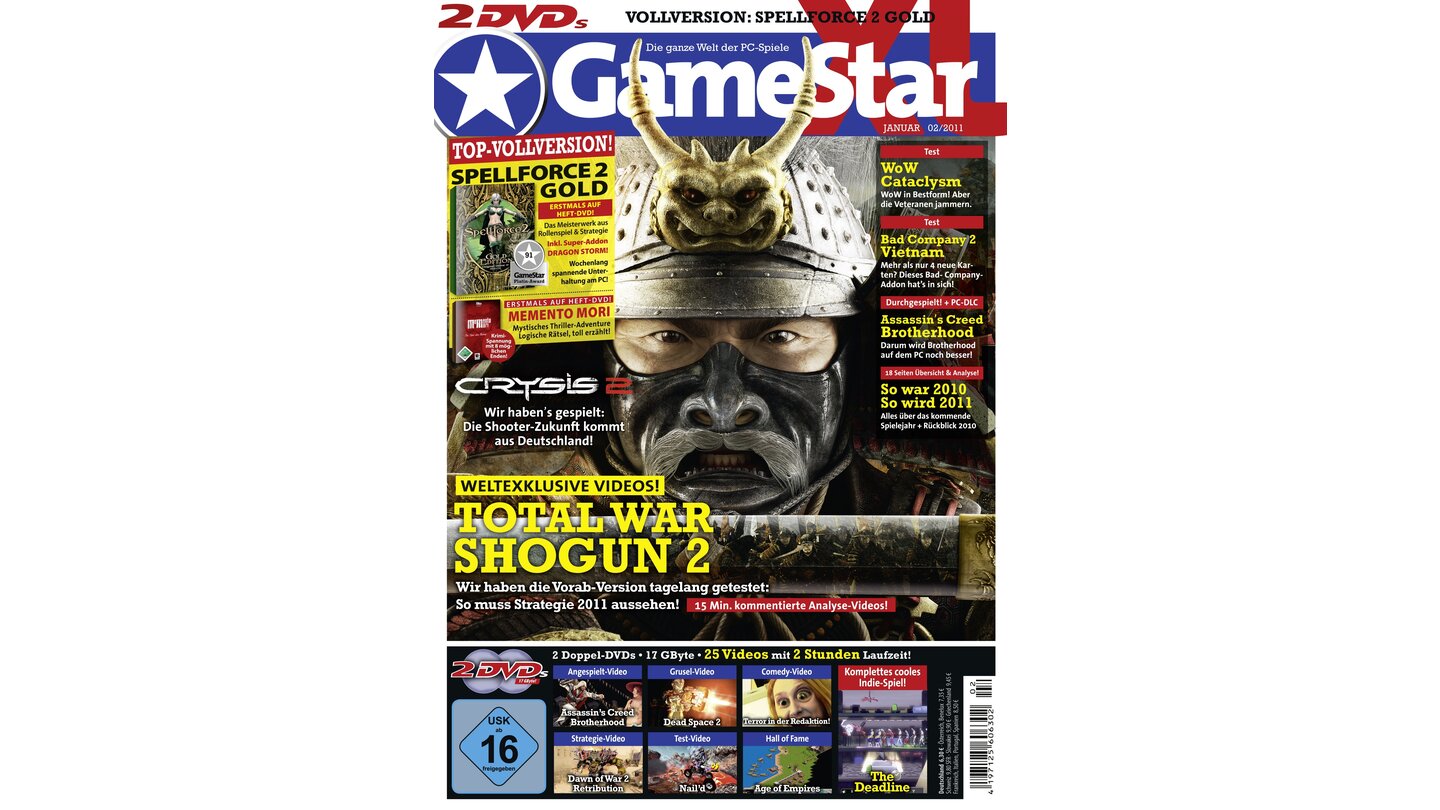GameStar 2/2011Total War Shogun 2-Titelstory (Vorab-Version im Test). Außerdem: WoW-Cataclysm und Bad Company 2: Vietnam im Test und Crysis 2 in der Preview.