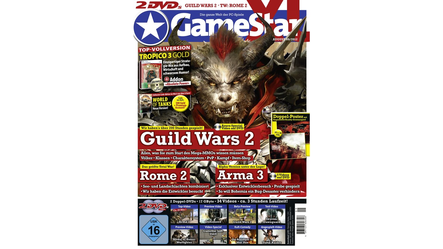 GameStar 9/2012Titelstory zu Guild Wars 2 mit vielen Infos zum PvP, Crafting, Charakterklassen und Itemshops. Kontrollbesuch zu Diablo 3 und The Walking Dead: Episode 2 im Test.
