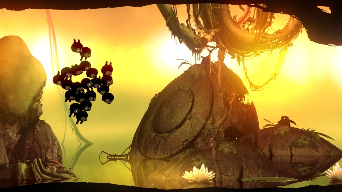 Badland: Game of the Year EditionSolche fallenlosen Verschnaufpausen sind eher selten. Sie ermöglichen uns aber einen Blick auf den Hintergrund und somit den Stand der »Eier im Wald«-Geschichte.