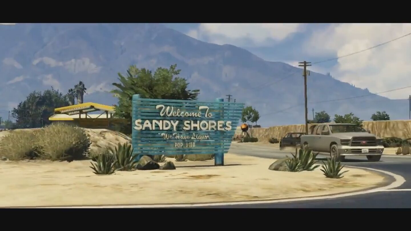Die SpielweltDas Umland: Trevors Trailer zeigt den abgedrehten Drogendealer und Hinterwäldler im sonnenverbrannten, ländlichen Umland der Metropole, Sandy Shore.