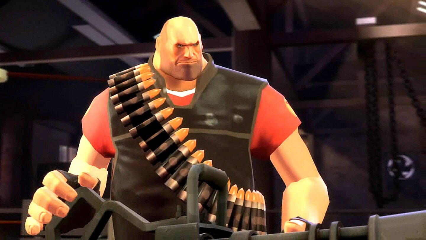 Heavy Weapons Guy: Auch Valve konnte ATI dafür gewinnen, die Fähigkeiten seiner Radeon HD 2000-Karten vorzuführen. Hier vor allem im Bereich der Gesichtsanimation des Heavy Weapons Guy aus Team Fortress 2.