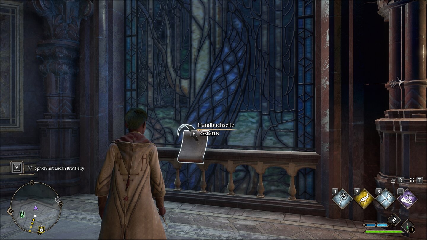 Hogwarts Legacy Revelio-Handbuchseiten 10 - Fenster mit einem schlangenartigen Tierwesen