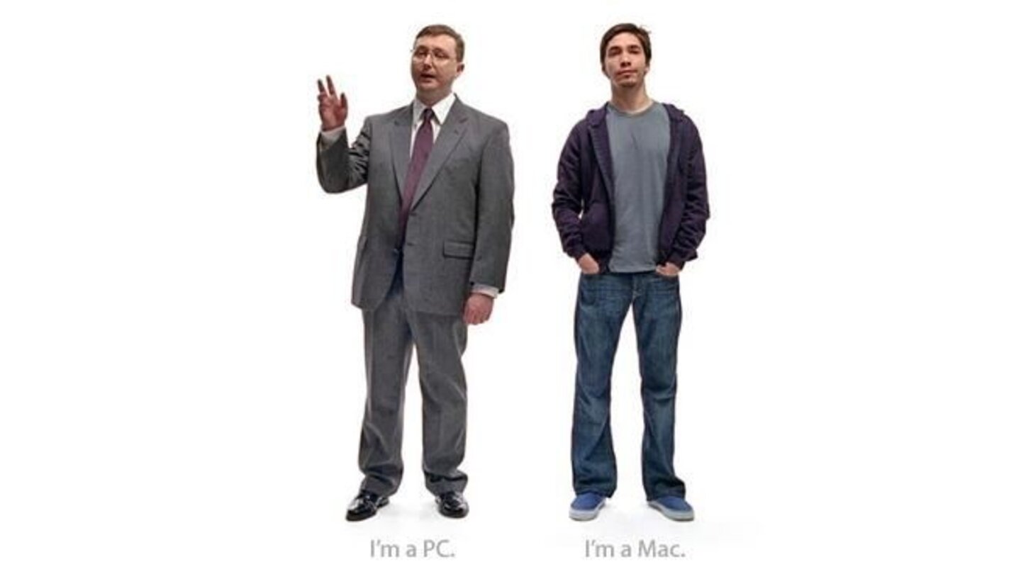 John Hodgman (l.) und Justin Long spielen PC und Mac.