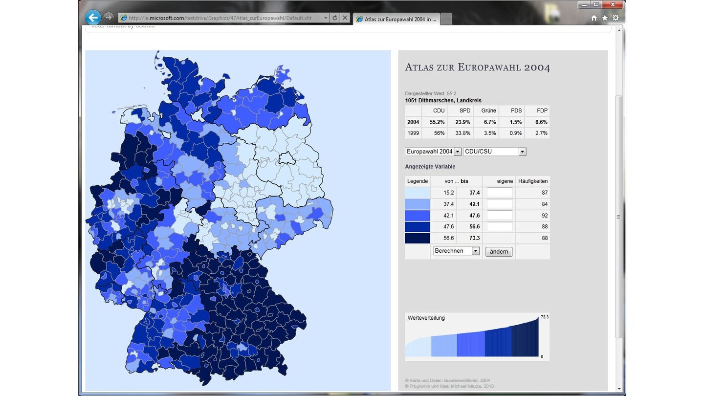 Internet Explorer 9 Beta: Interaktive Deutschlandkarte für die Europawahl 2010-09-10