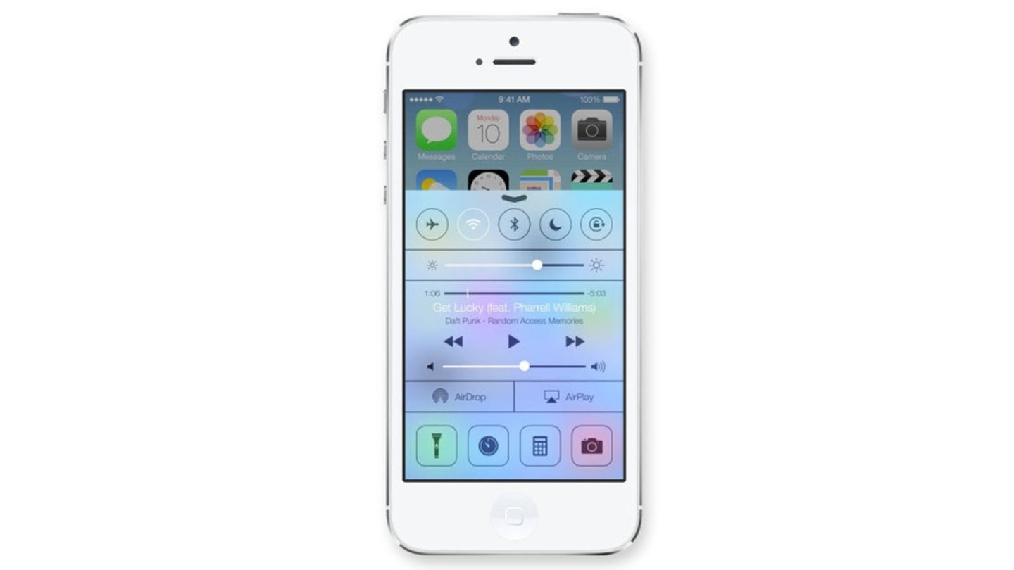 Das Control Center von iOS 7 mit einer ungewöhnlichen Farbwahl.