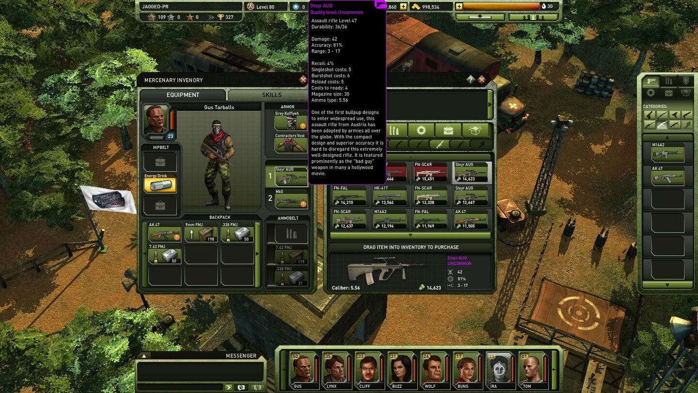 Jagged Alliance OnlineGegenstände gibt’s in mehreren Qualitätsstufen, dieser Schütze führt ein »außerordentliches« Sturmgewehr.