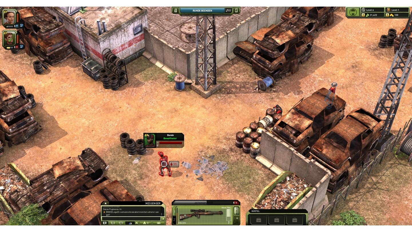 Jagged Alliance OnlineKlettern ist nicht: Obwohl links oben Flachdach und Leiter locken, läuft beim Browserspiel alles auf einer Ebene ab.