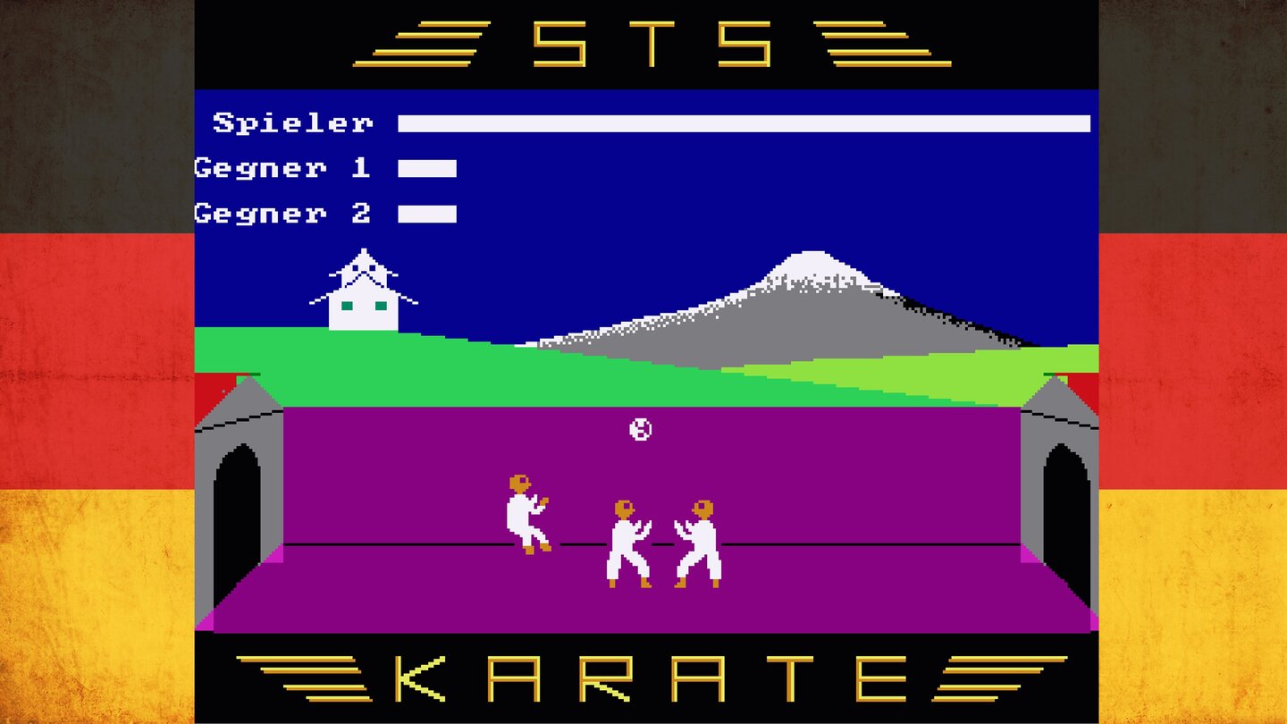KarateStefan Scholz’ Kampfspiel ist eines der wenigen, das nach der Wiedervereinigung für den KC 85 erschien. Die Steuerung ist jedoch recht ungenau – und sehr komplex: Fast jedes Manöver erfordert eine eigene Taste, etwa ein Bauchschlag nach links oder ein Gesichtstritt nach rechts.