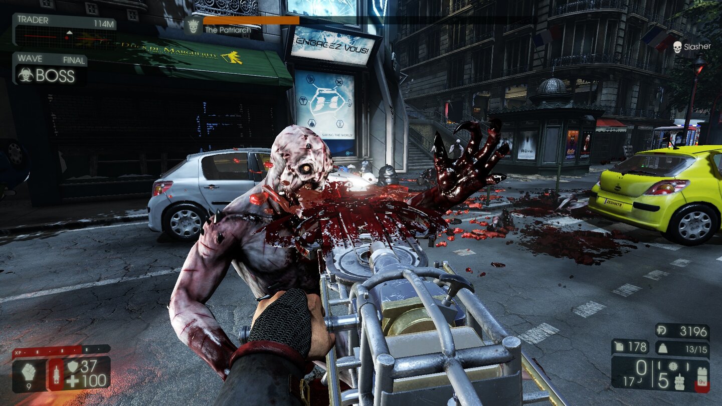 Killing Floor 2Mit der Kreissäge schneiden wir Feinde in Stücke. Weil’s geht.