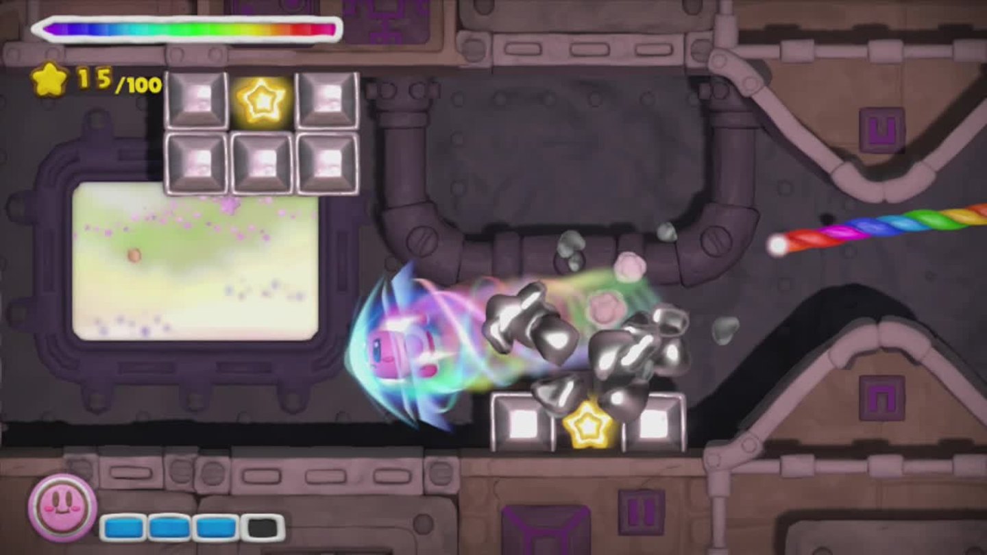 Wie alle Kirbys hat Raketen-Kirby einen Power-Boost, der bei 100 Sternen aktiviert werden kann.