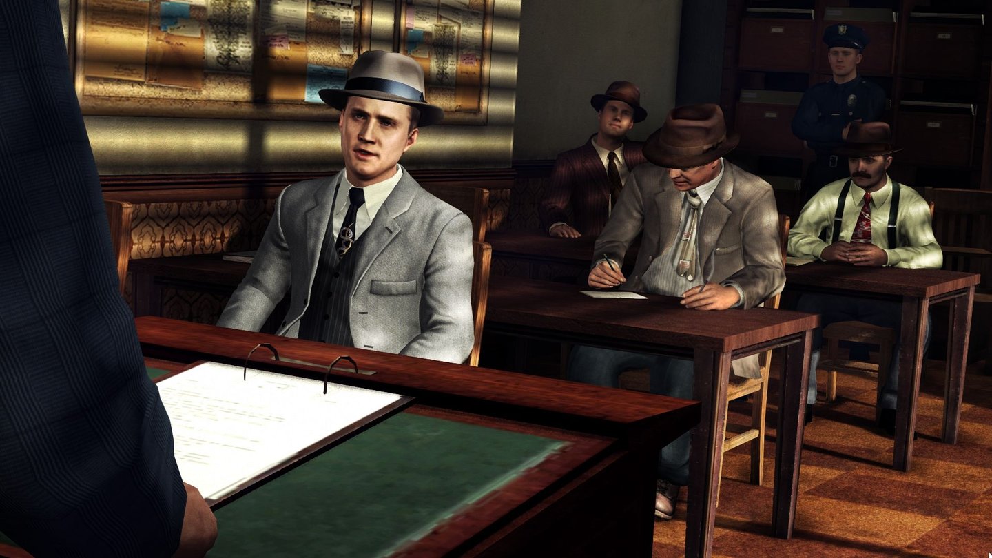 L.A. NoireBeinahe jeder Fall in L.A. Noire beginnt mit einer Besprechung in der Polizeistation.
