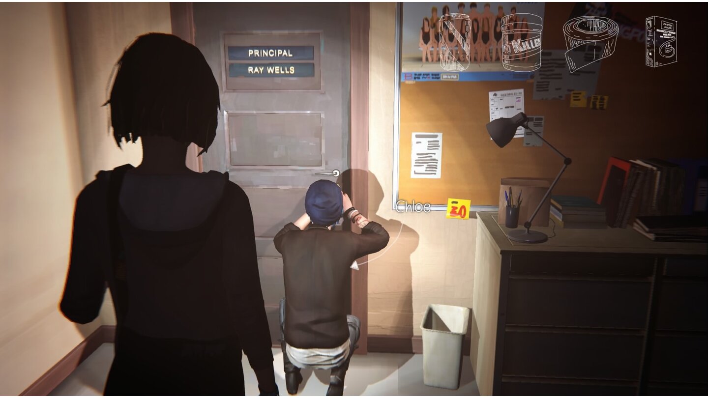 Life is Strange - Episode 3: Chaos TheoryDas Interface wurde beibehalten: Eingesammelte sowie nutzbare Objekte werden als stilvolle Schraffur angezeigt – allerdings ist das System leider nicht immer ganz verlässlich.