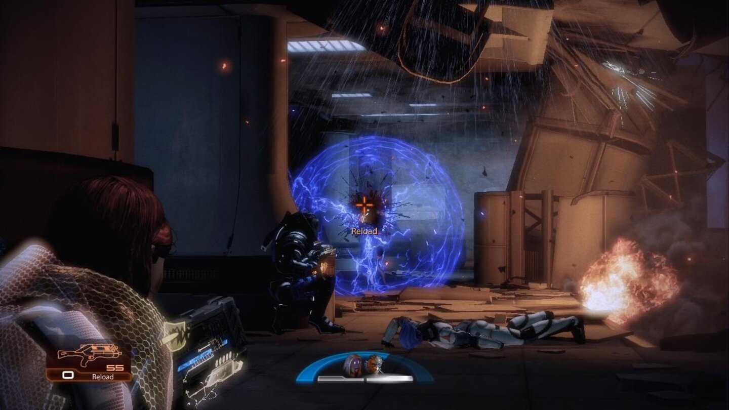 Mass Effect 2: Versteck des Shadow BrokerBereits am Anfang des DLCs schickt uns das Spiel haufenweise Gegnerwellen entgegen.