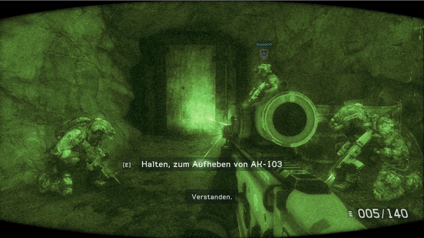 Medal of Honor: WarfighterZweimal im Spiel stülpen wir die Nachtsicht-Brille über und schleichen durch stockfinstere Areale.