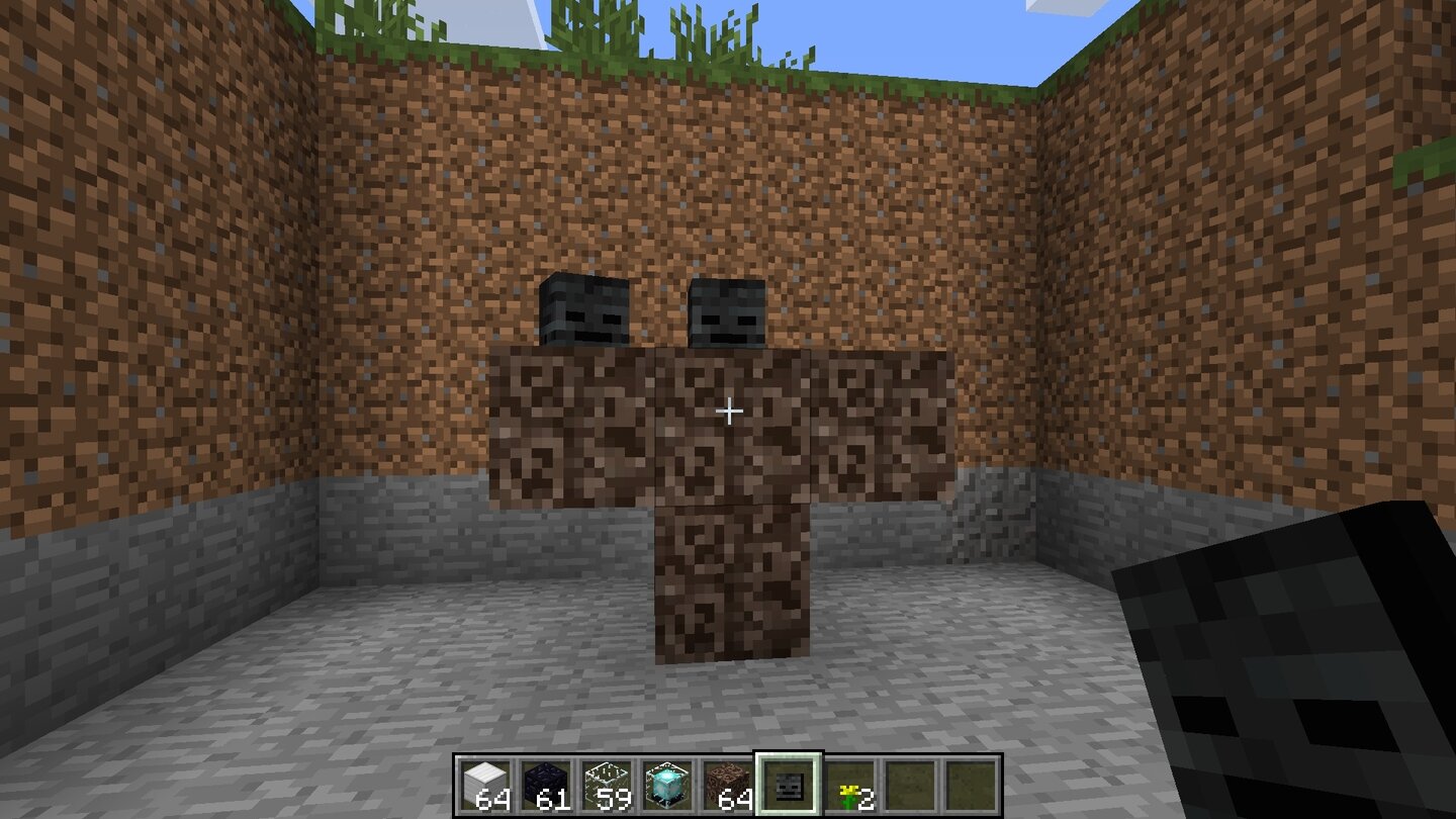 Minecraft - 1.6Den Wither müssen wir aus vier Seelensandblöcken und drei Witherskelettschädeln eigenhändig zusammenbauen.