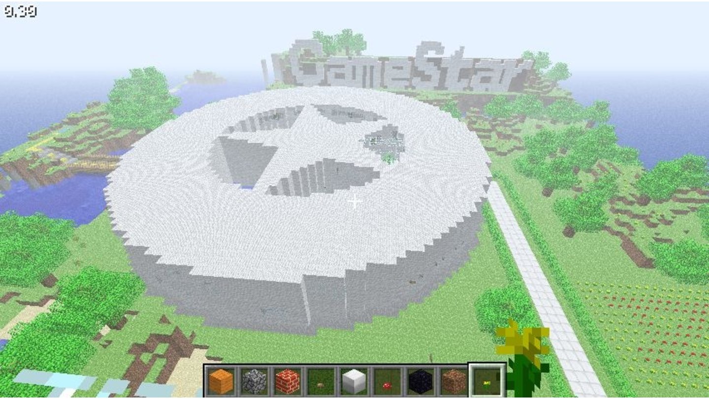 Minecraft - Interaktiv-WettbewerbDas Monumentalgebäude von Andreas Noack ist mit seiner unverwechselbaren Form und dem riesigen Schriftzug sofort als GameStar-Redaktion zu erkennen.