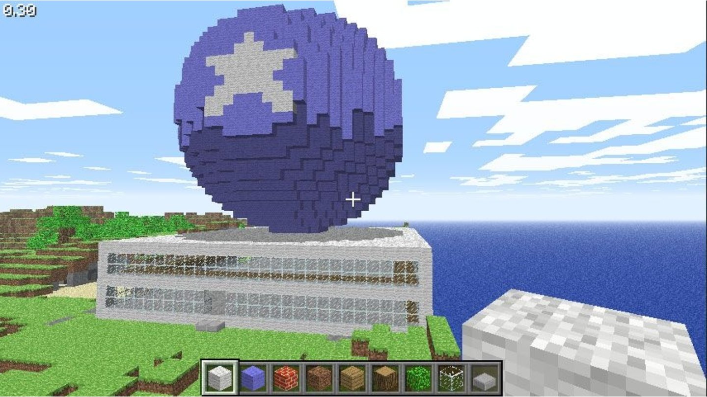 Minecraft - Interaktiv-WettbewerbMarkus Mottl räumt unserem Logo höchste Priorität ein und platziert den weißen Stern auf einer eindrucksvollen blauen Kugel.
