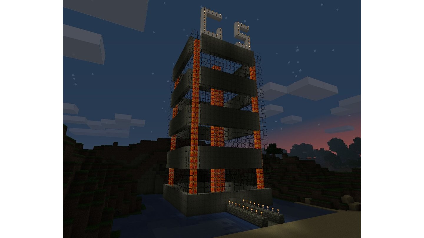 Minecraft - Interaktiv-WettbewerbMinimalistische Architektur mit eindrucksvollen Lavasäulen bietet das neue Redaktionsgebäude von Sascha Auth.
