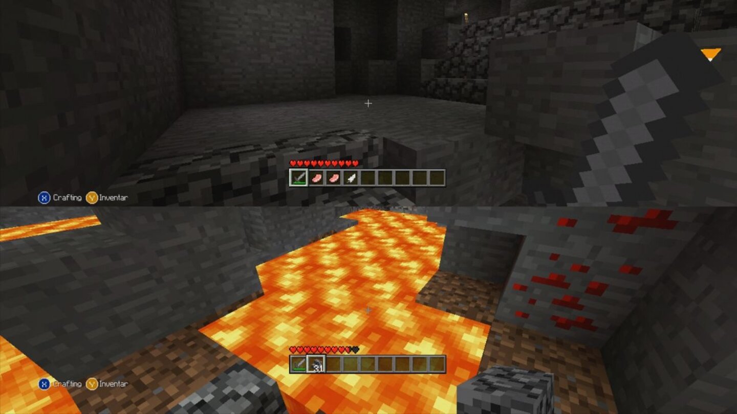 Minecraft: Xbox 360 EditionGemeine Spieler schubsen ihre Kameraden in die Lava – würden wir aber natürlich nie machen!