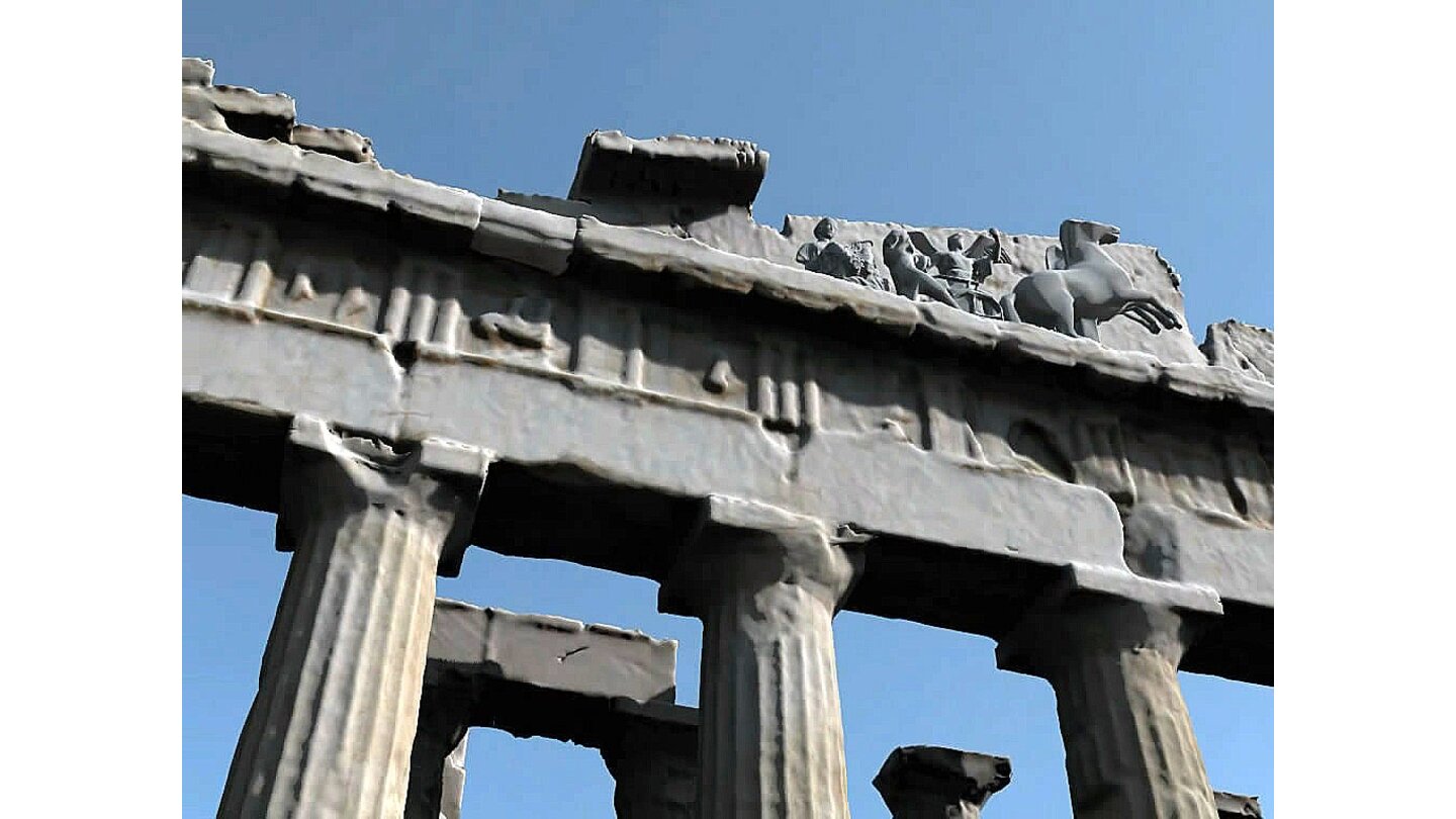 Parthenon: Basierend auf Lasermessungen des Parthenons in Athen wird das Gebäude mit über 15 Millionen Polygonen in Echtzeit auf einer Radeon X1800 dargestellt.