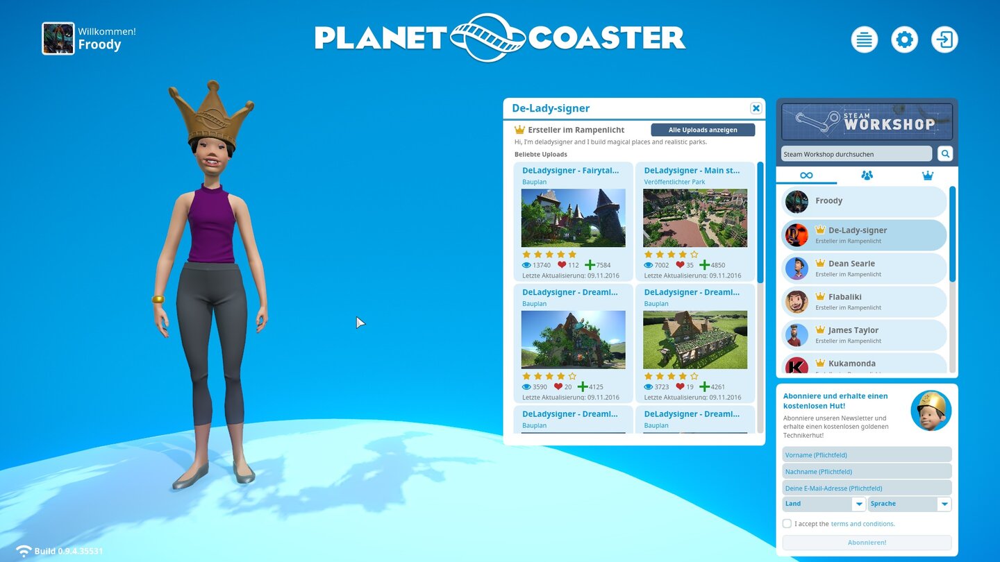 Planet CoasterWer mag, kann seine Baupläne mit anderen Spielern teilen oder sich bei ihren Werken bedienen.